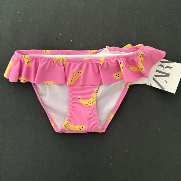 Pink Ruffled Bikini Bottom with Banana Print - Picture 2 of 2